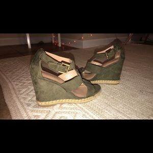 Army green suede Merona wedges